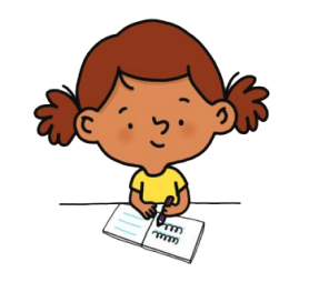 Image décorative d'une petite fille en train d'écrire