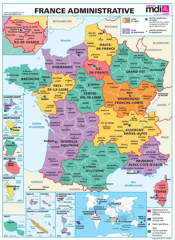 Poster France Administrative Nouvelles Régions