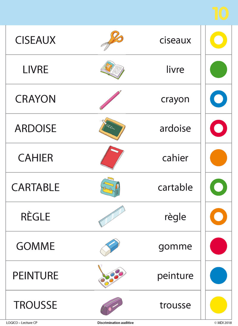 Pochette Logico Lecture CP Discrimination visuelle et auditive