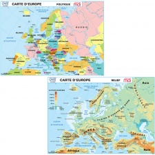 Carte murale L'Europe Relief - L'Europe politique Nouvelle édition