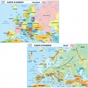 Carte murale L'Europe Relief - L'Europe politique Nouvelle édition